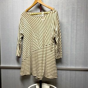 Chico's size 1 Ivory and green striped shirt